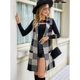 thumbnail image 6 of Women'S Sleeveless Suit Collar Long Coat Plaid Jacquard Knitted Vest with Cardigan Black XL, 6 of 9