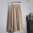 thumbnail image 3 of yillto Womens Maxi Skirts Cotton Linen Elastic High Waist Loose Pleated Summer Long Flowy Skirts, 3 of 3
