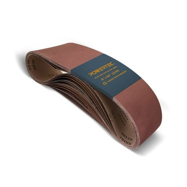 POWERTEC 12PK 6 x 48 Inch Sanding Belt 2 Each of 60/80/120/150/240/400 Grits Assortment, Aluminum Oxide (110167)