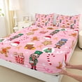 thumbnail image 3 of Homewish Pink Christmas Nutcracker Bed Sheets, Cute Santa Claus King Sheets, Teens Kids Boys Girls Sheet Set, Microfiber Bedroom Decor, 4-Piece, 3 of 7