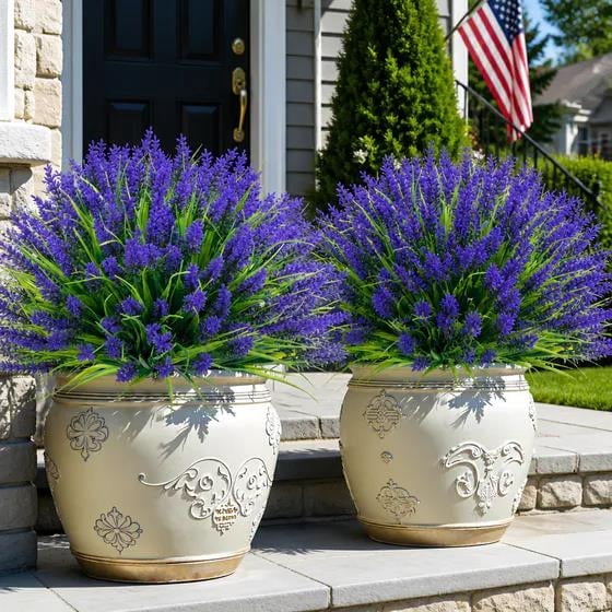 20 Bundles Artificial Outdoor Plants, Purple Lavender Outdoor Faux Plants