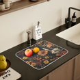 thumbnail image 5 of Yayeee Dish Drying Mat for Kitchen Counter 18" x 24" Microfiber Super Absorbent Coffee Decorative Pad, Dark Floral Pattern, 5 of 9