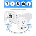 thumbnail image 4 of Adaptador de Enchufe LENCENT Inglés Blanco con 4 Salidas CA, 2 USB-C y 2 USB-A para Viaje a Reino Un, 4 of 7