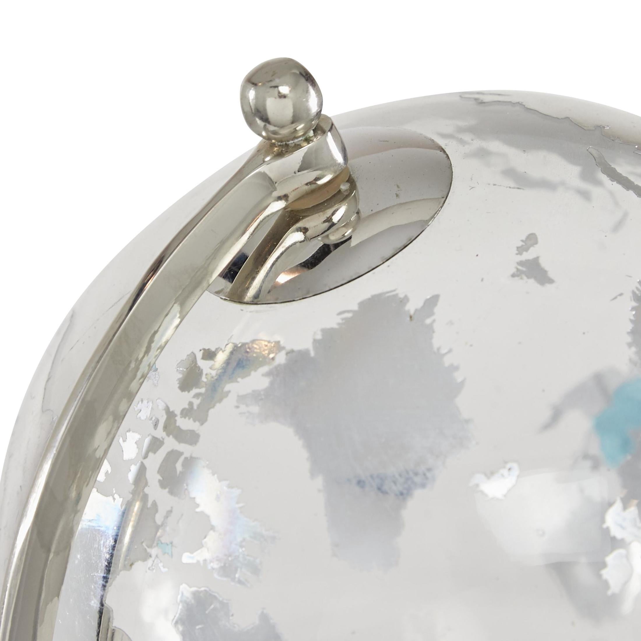 DecMode 9" Silver Globe with Glass Continents