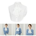 thumbnail image 2 of Women's Victorian Faux Collar Ruffled Front Detachable Blouse False Collar Button Down Half Shirt Layering Crop Top, 2 of 9