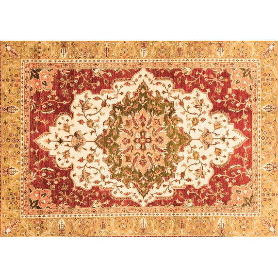 Ahgly Company Indoor Rectangle Abstract Orange Modern Area Rugs, 7' x 10'