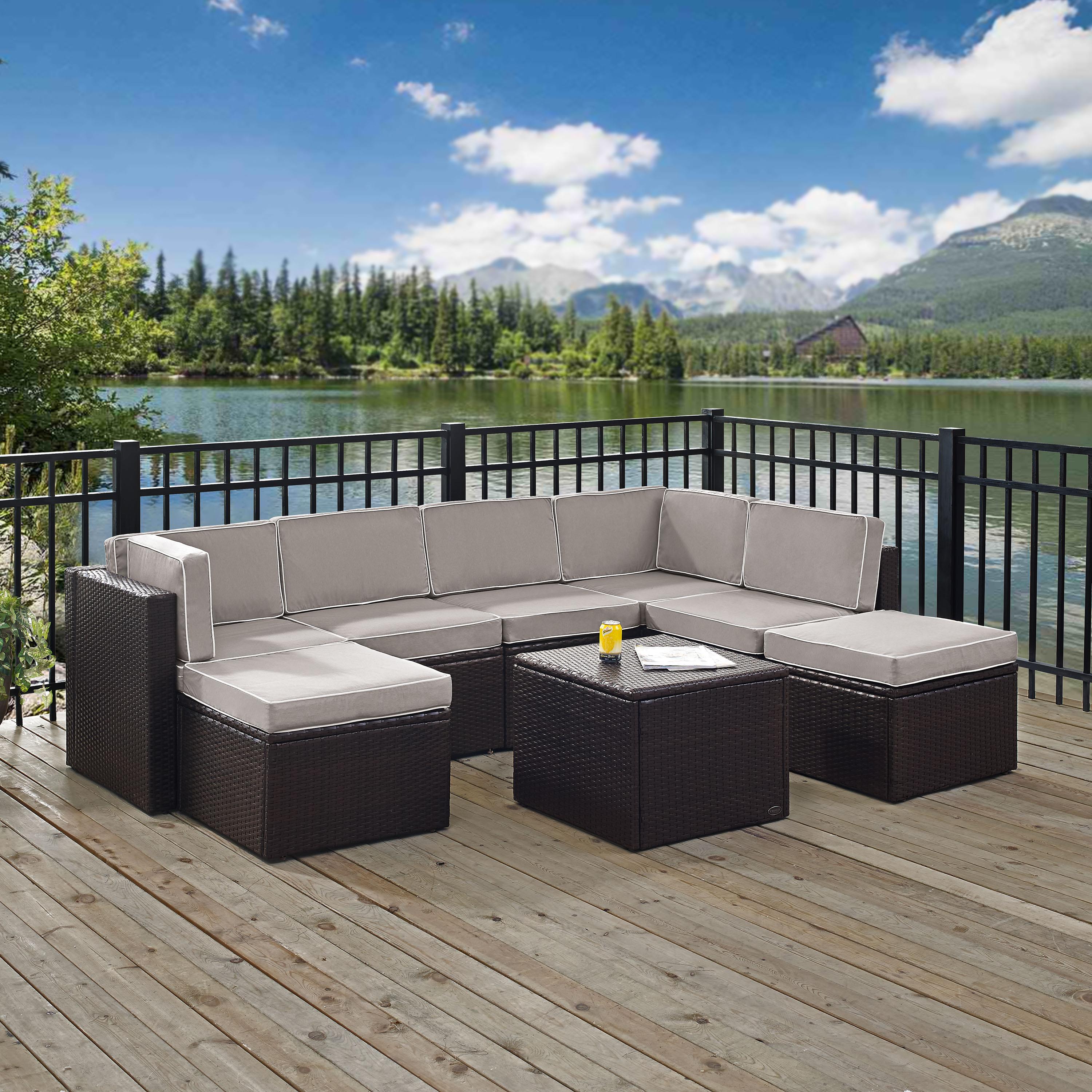 Crosley Furniture KO70008BR-GY Palm Harbor 8-Piece Resin Wicker Outdoor Sectional Seating Set (Brown/Grey) - image 5 of 7