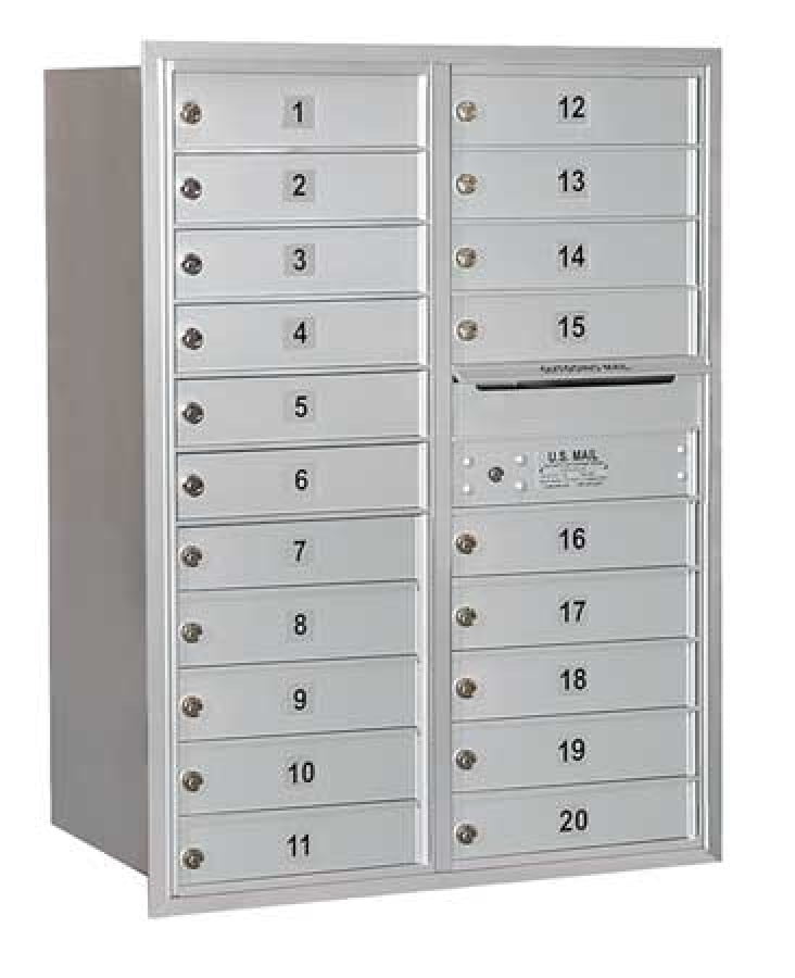 4C Horizontal Mailbox - 11 Door High Unit - Double Column - 20 MB1 Doors - Aluminum - Front Loading - USPS Access