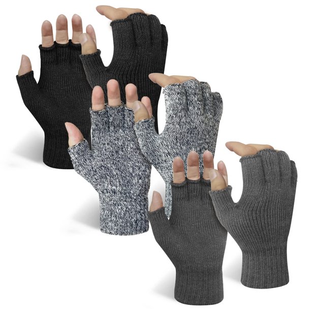 Guantes Evridwear, térmicos para invierno, con pantalla táctil, sin dedos, 3 pares