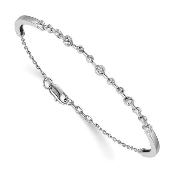 Quality Gold BM3724-025-WA 6.75 in. 14K Gold Diamond Bangle Bracelet, White