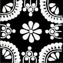 4.2x4.2 White/Black Madrid Talavera Mexican Tile, Set of 9 pcs