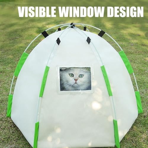 Pet Cooling House with 4 Ice Packs and Mat, Foldable Tent for Indoor Outdoor Use