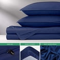 thumbnail image 6 of Queen Sheets, Genuine 100% Organic Viscose Derived from Bamboo Bed Sheet Set, Luxuriously Soft & Cooling, Double Stitching,  (Queen, Cobalt Blue), 6 of 9