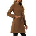 thumbnail image 4 of INSPIRE CHIC Women Vintage Belted Coat for Women's Stand Collar Winter Outwear Coats XS Brown, 4 of 6