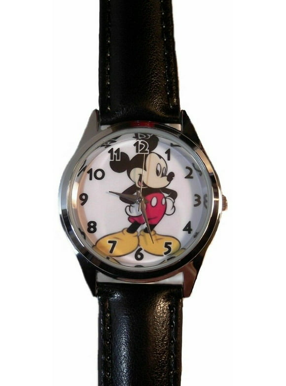 Disney's Mickey Mouse Black Leather Band Wrist Watch