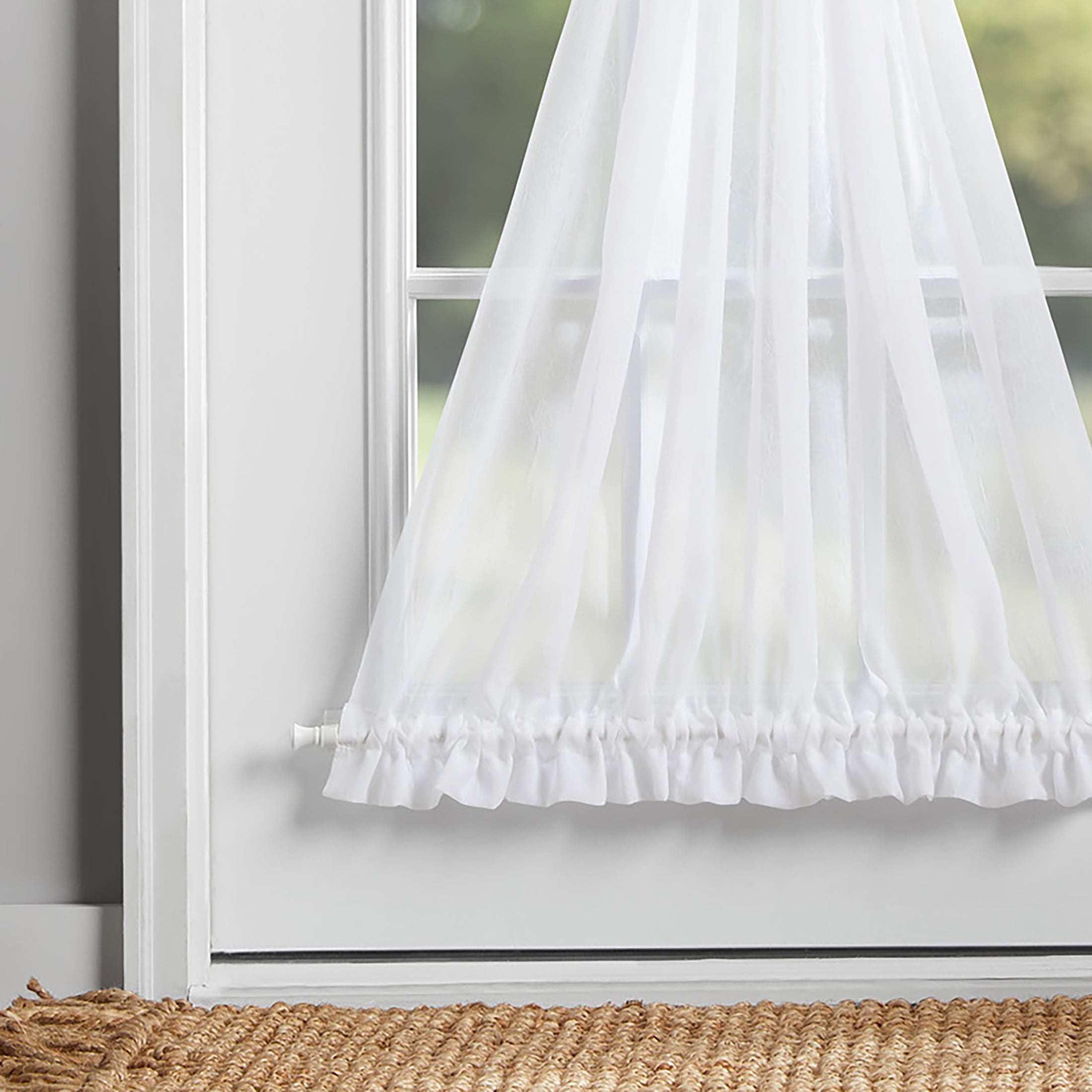 Mainstays Crushed Voile Single Door Curtain Panel, Semi-Sheer, White, 51" W x 72" L