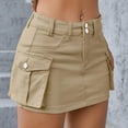 thumbnail image 4 of FJUCHAI Skirts for Womens Low Waisted Fall Winter Casual Bag Hip Short Skirt Mini Skirt Half Skirt with Slit, 4 of 8