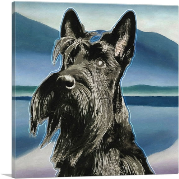 ARTCANVAS Scottish Terrier Dog Breed Blue Pastel Canvas Art Print - Size: 18" x 18" (0.75" Deep)
