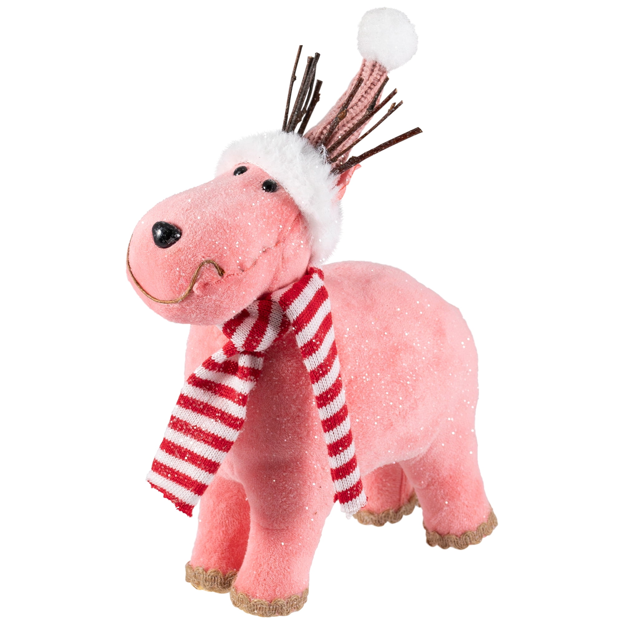 Northlight Glittered Reindeer in Winter Hat and Scarf Christmas Figure - 9"