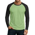 thumbnail image 2 of WTOBBY Men's Round Neck Color Block Raglan Long Sleeve T-Shirt Top Contrast Casual Shirt for Everyday Wear and Stylish Outfits,Light Green L, 2 of 6