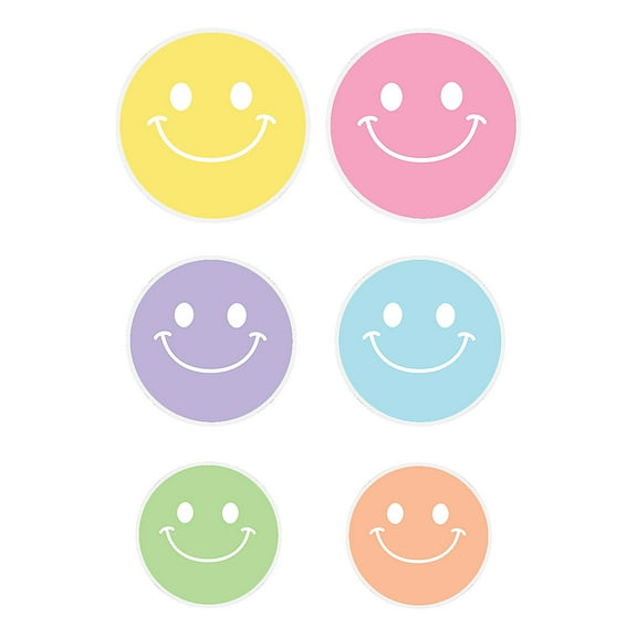 12" – 16" Pastel Smile Face Cardstock Wall Cutouts Set - 6 Pieces