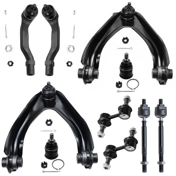 Detroit Axle - Front 10pc Suspension Kit for 1997-2001 Honda CR-V 1998 1999 2000, 2 Upper Control Arms, 2 Lower Ball Joints, 4 Inner and Outer Tie Rods, 2 Sway Bar Links CRV Replacement