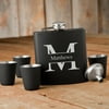 Personalized Matte Black Flask & Shot Glass Gift Box Set