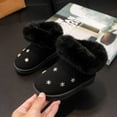 thumbnail image 5 of Comfy Girls' Snow Boots Solid Color Slip-On Boots With Flat Sole Fleece Lined Faux Fur Comfortable Shoes Indoor Outdoor Winter Fashion Foorwear, 5 of 10