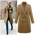 thumbnail image 2 of GXIPO Long Wool Coats for Women Plus Size Casual Formal Work Winter Coat Single Breasted Notch Collar Trench Coat Outerwear Khaki L, 2 of 4
