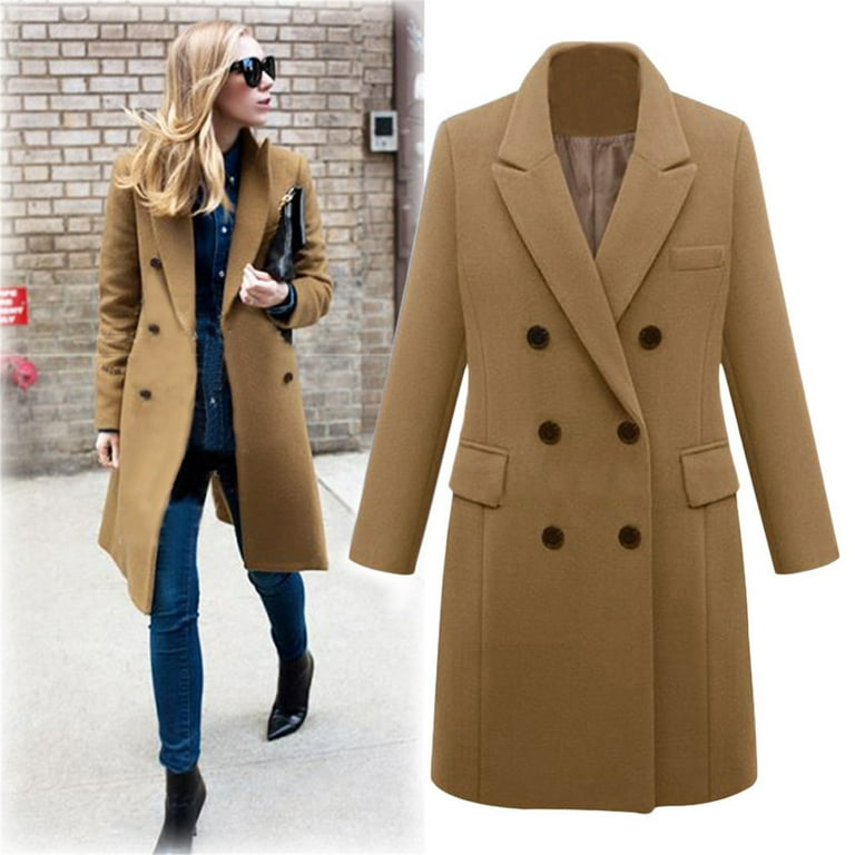 GXIPO Long Wool Coats for Women Plus Size Casual Formal Work