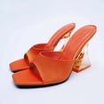 thumbnail image 2 of Wdhugt Women Transparent Block Heel One Strap High Heels Rubber Outsole Available In Us Size 6 Orange, 2 of 3