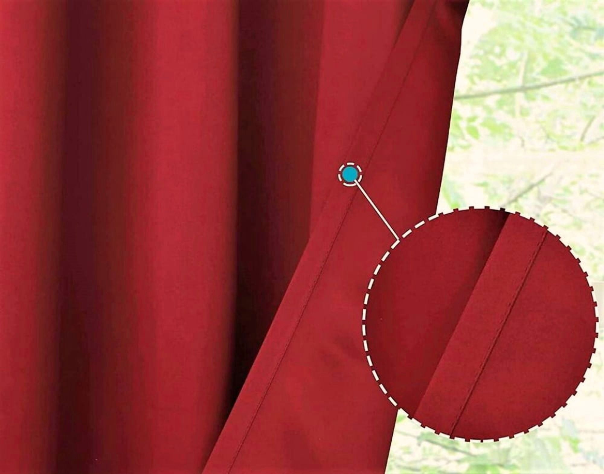 2-panels K68 burgundy color 100 % blackout thermal light blocking drapes for sliding patio window curtain top grommets noise reducing 37" wide X 84" length each panel