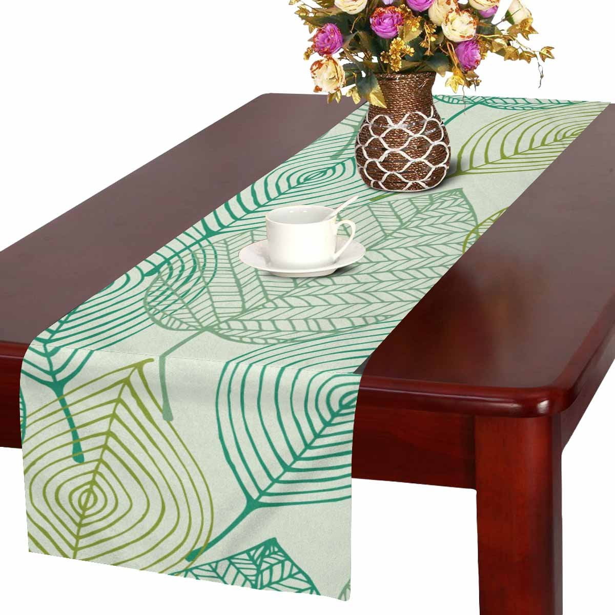 Mkhert Elegant Texture With Leaves Table Runner For Wedding Party Decoration Kitchen Decor 5354