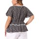 thumbnail image 3 of Blusas de verano de encaje con cuello en forma de corazón y mangas cortas con volantes para mujeres de tallas grandes Agnes Orinda 4X negras, 3 of 6