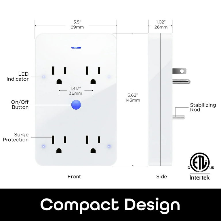 Geeni Switch Duo Double Smart Plug, White, 2 Outlets – No Hub Works with   Alexa and Google Assistant, Requires 2.4 GHz Wi-Fi