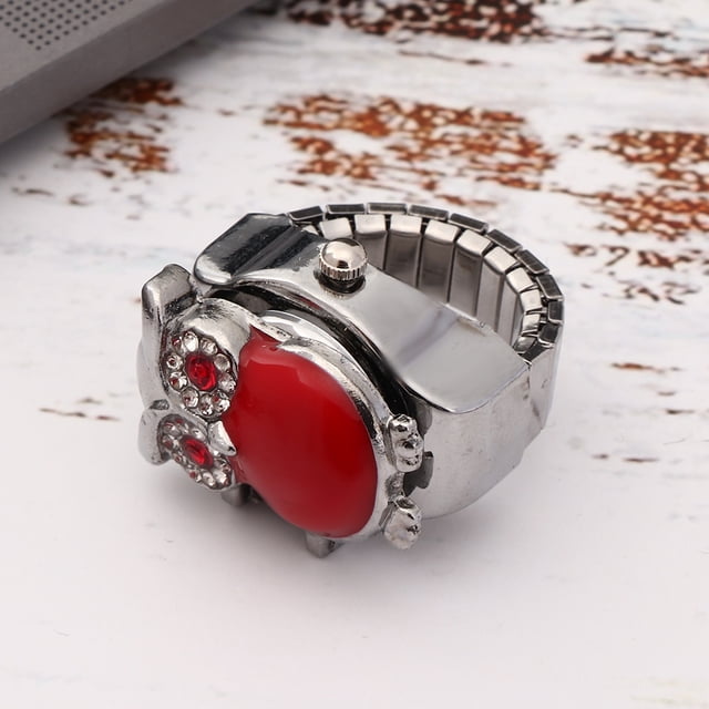 Reloj de Anillo de Cuarzo de Dedo, Reloc Con Anillo para Dedo, Cubierta Abatible, Patrón de Búho Vintage, Reloj de Cuarzo con Dedo Unixes, RelOJ de DEDO MODA VINTAGE