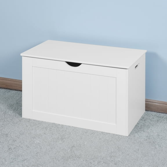 Noble House Lift Top Storage Bench with Safety Hinges, Wooden Entryway Toy Box, White
