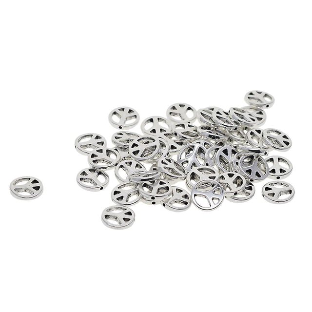 yuksok 50 Pcs Perles d'Espacement Symbole de Paix Plates Creuses Tibétaines en Gros