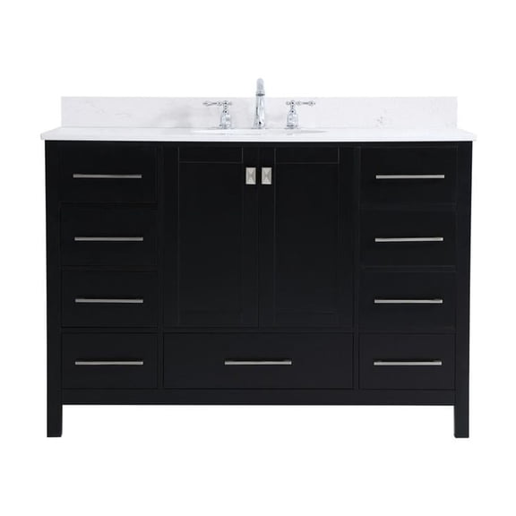 Elegant Decor Irene 48" Solid Wood Single Bathroom Vanity w/ Backsplash in Black