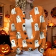 thumbnail image 2 of DHFJKG Cardigan Sweaters For Women Halloween Pumpkin Ghost Outerwear Tops Button Down Knit Sweater, 2 of 5