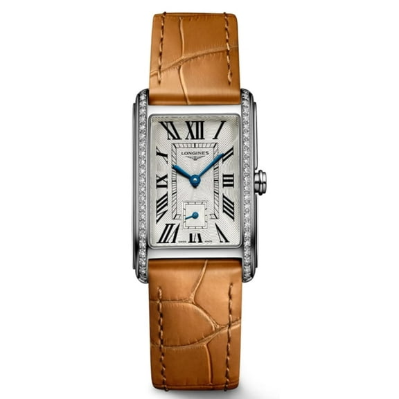 Longines DolceVita Quartz Diamond Bezel Silver Dial Leather Strap Women's Watch L5.512.0.71.4