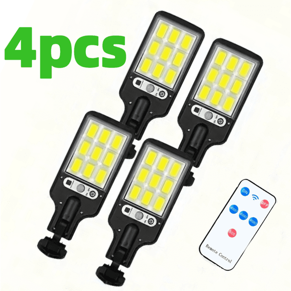 BanBers 4-piece set outdoor solar lamp - solar road movement sensor lamp - bright and safe parking lamp - solar wall lamp - IP65 waterproof - suitable for garden fences, decks, and front yards