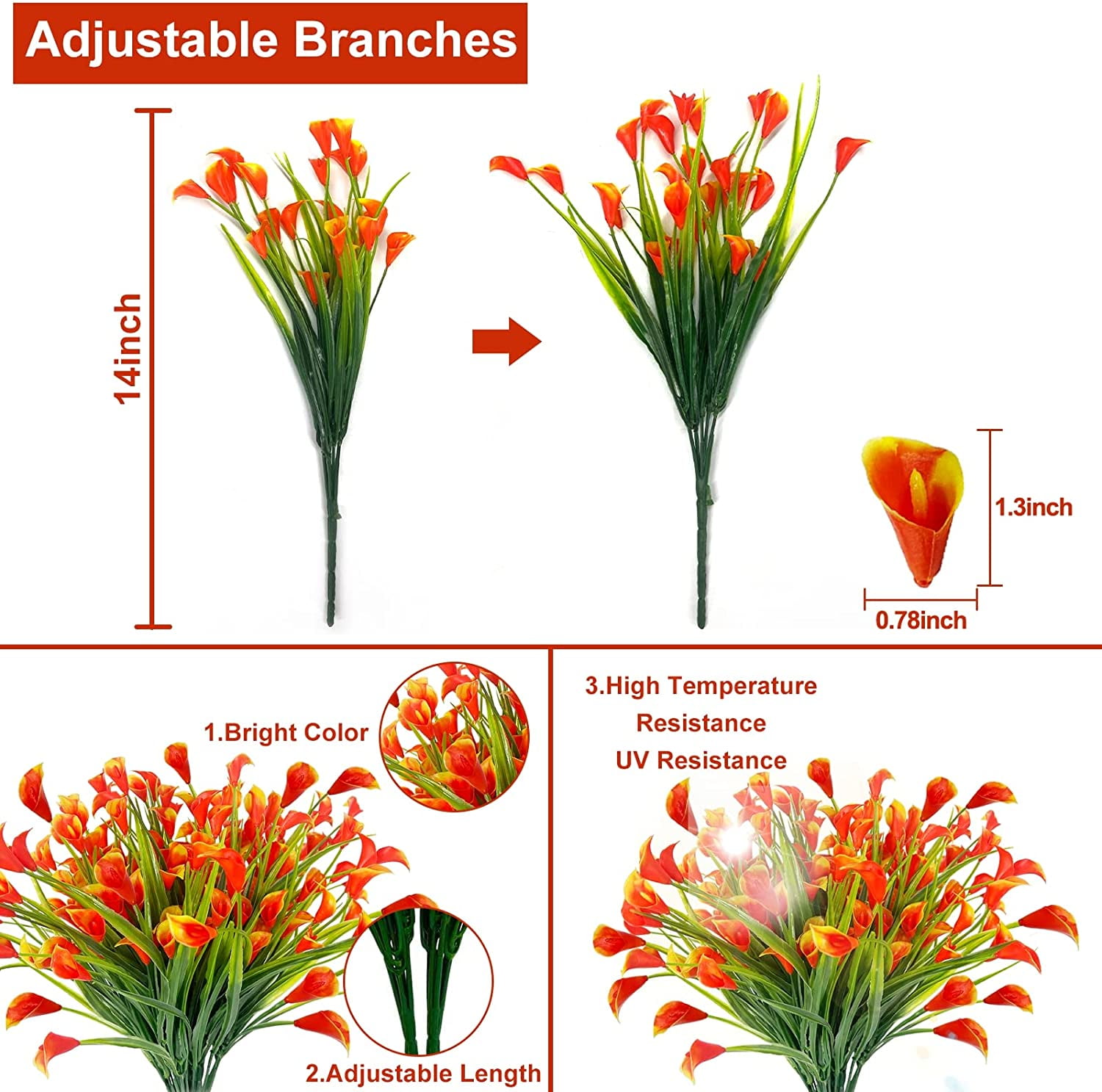 20 Bundles Calla Lily (500 Heads) Artificial Flowers for Outdoors, Fake Plants UV Resistant Faux Plastic Flowers Indoor Outside Planter Home Porch Summer Cemetery Decor(Color Mix)