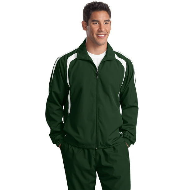SPORT-TEK Chaqueta raglán con bloques de colores altos para hombre XLT Verde bosque/Blanco deporte-tek TJST60