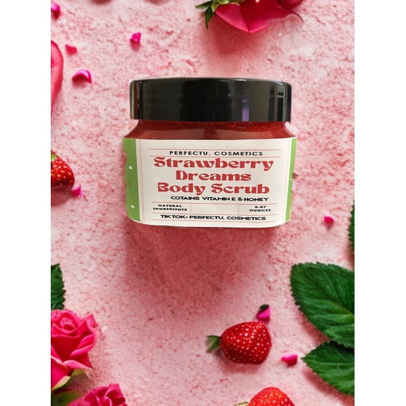 PerfectU. Cosmetics Scented Exfoliating Honey Scrub, Strawberry, 5.07 oz