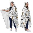 thumbnail image 2 of Wearable Blanket,White Halloween Pumpkin Bat Pattern Hooded Wearable Flannel Blanket for Adults & Teens,Winter Poncho Shawl Wrap Cape Cozy Anti-Pill,60"x80", 2 of 5