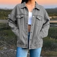 thumbnail image 4 of Oversized Denim Jackets for Women Drop Shoulder Jean Jacket Plus Size Casual Button Down Boyfriend Denim Jean Jackets with Pockets, 4 of 7