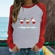 thumbnail image 1 of Pntutb Mujer Primavera Patchwork Navidad Impreso Manga Larga Cuello Redondo Casual Tee tops Pntutb Pntutb-7349, 1 of 6