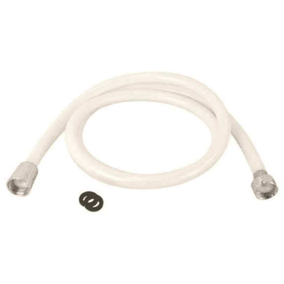 White Reinforced Flexible Vinyl 60 Inches Shower Hose, 1 Piece