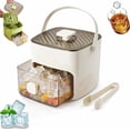 thumbnail image 1 of 48 Cube Ice Maker with Easy Press Lid, Double Layer Portable Ice Maker with Lid and Storage Box, Press-Release Ice Mold Container for Freezer Whiskey, Cocktail, Beer (white), 1 of 7